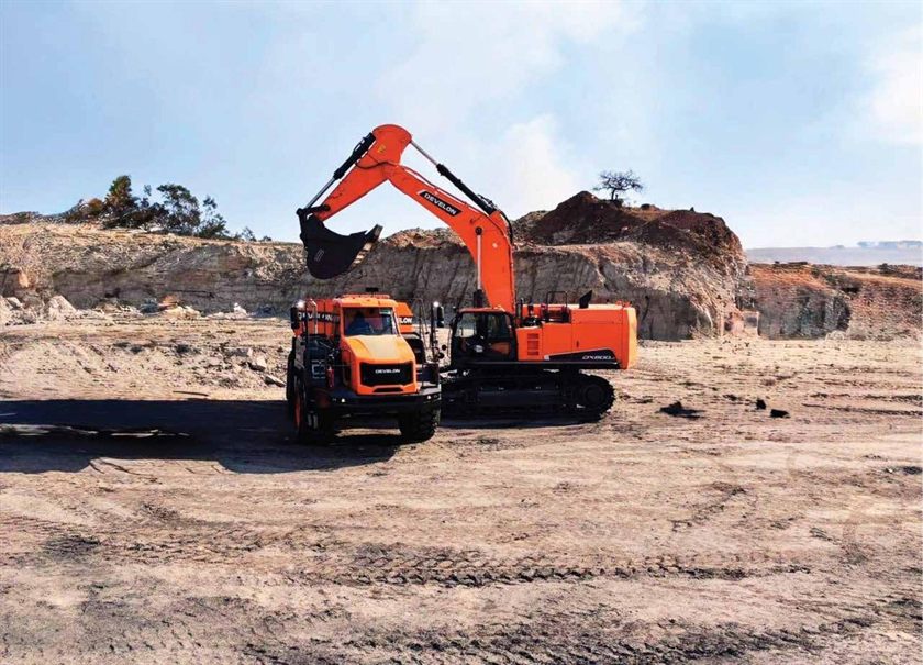 Aerial view of the BLG Machinery DEVELON fleet on site