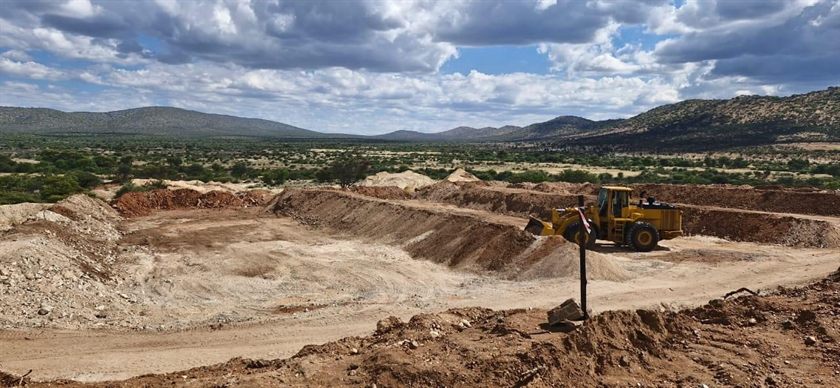 Open-pit benches at the Kamanjab Copper Mine, Kunene Region, Namibia