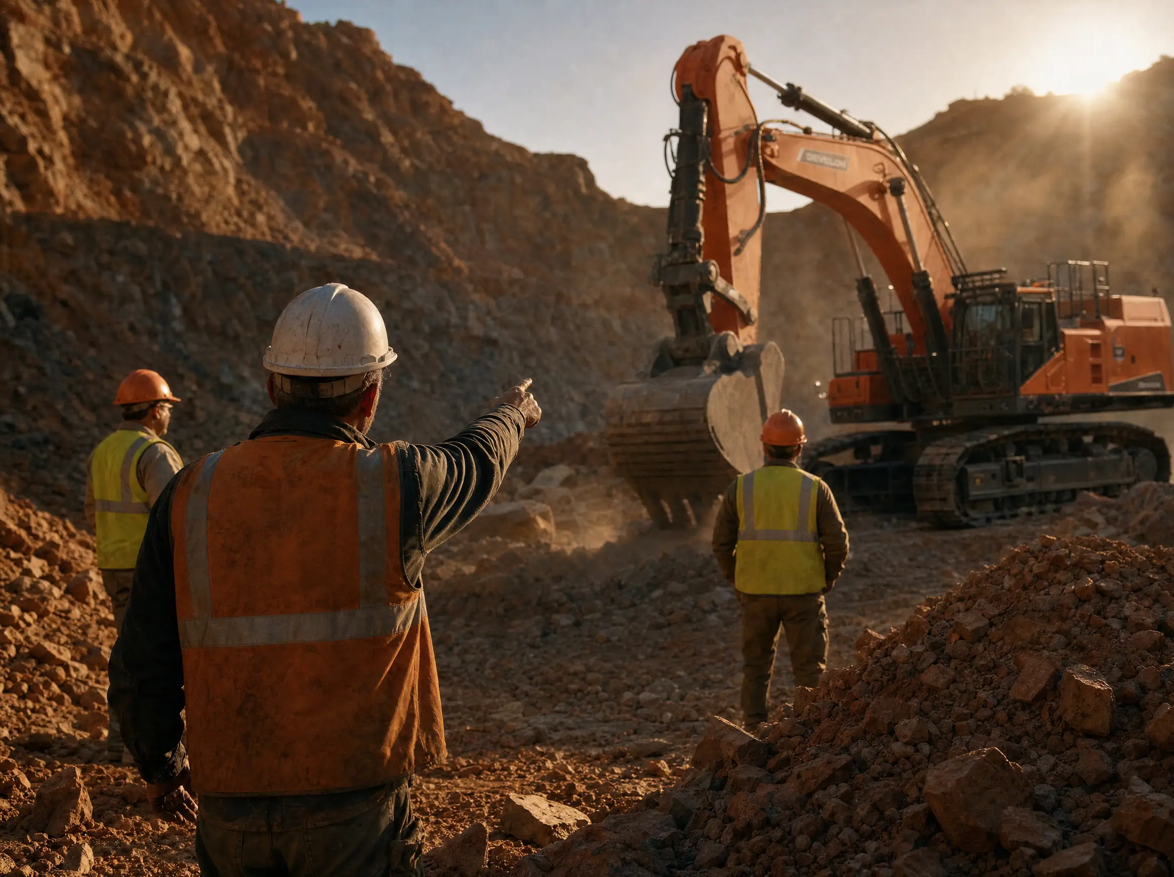 BLG Mining crews and equipment working an active pit