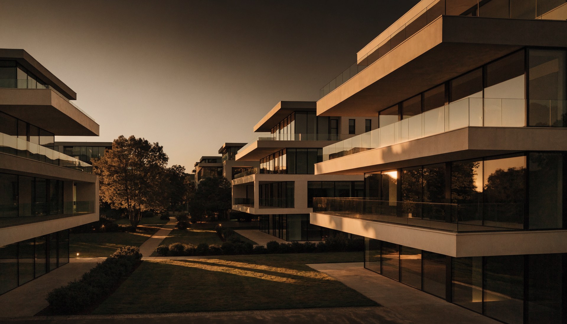 A BLG Property luxury development at dusk